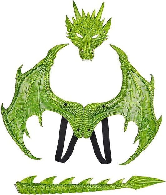 Kids Dinosaur Costume Dress up Wings Dragon Tail Mask Set Halloween for Children Birthday Party Favors Gifts