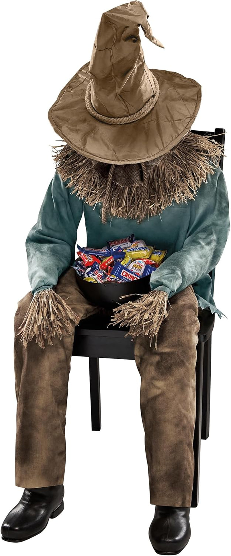 4.5 Ft Scary Sitting Scarecrow Animatronic | Decorations | Animated | Pop-Up Motion | Scarecrow Prop
