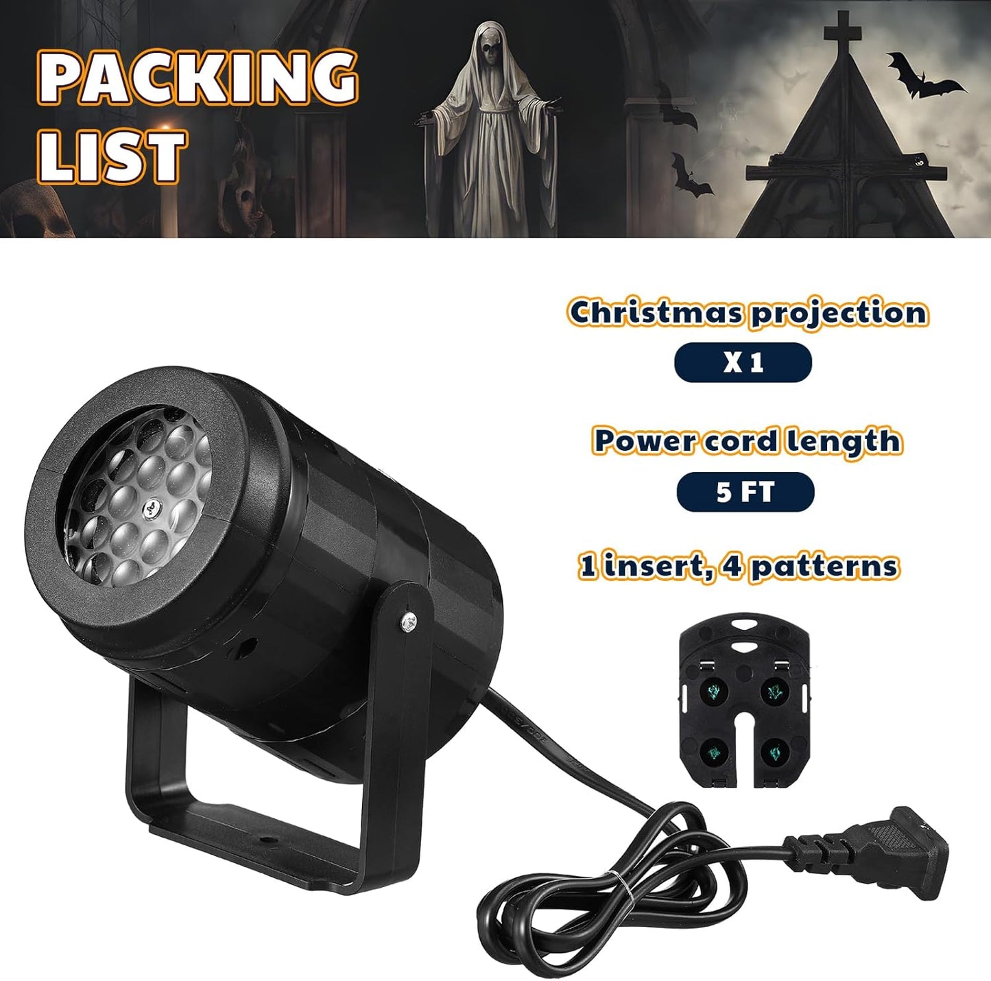 Halloween Projector Hologram Lights for Decoration Outdoor 4 in 1 Halloween Projector Digital Decoration Kit for Holiday Indoor Party Yard Decor(Ghost)